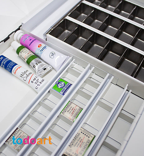 Empty metal box for professional watercolor