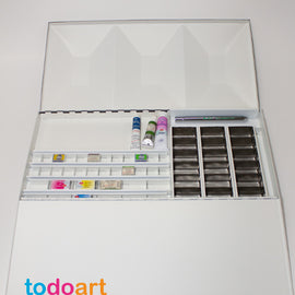 Empty metal box for professional watercolor