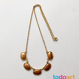 Necklace 5 ovals copper fittings