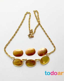 Necklace 3 ovals copper fittings