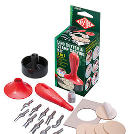 Linoleum gouge box. Baren 10 blades.