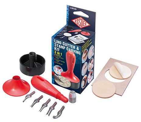 Linoleum gouge box. Baren 5 blades.