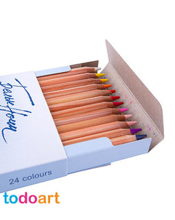 Watercolor pencils, 24 colours, cardboard box.