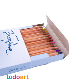Watercolor pencils, 24 colours, cardboard box.