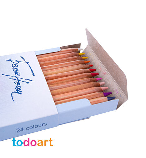Watercolor pencils, 24 colours, cardboard box.