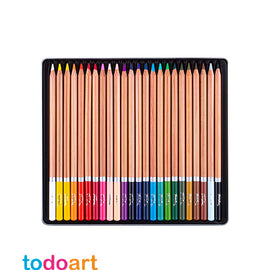 Watercolor pencils, 24 colours, metal box.
