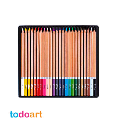 Watercolor pencils, 24 colours, metal box.