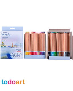 Watercolor pencils, 36 colours, cardboard box.