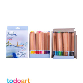 Watercolor pencils, 36 colours, cardboard box.