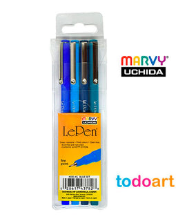Fine Blue Color Marker Pens Case