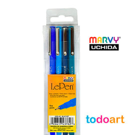Fine Blue Color Marker Pens Case