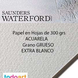 Saunders paper 300grs. COARSE grain. Color Extra White.