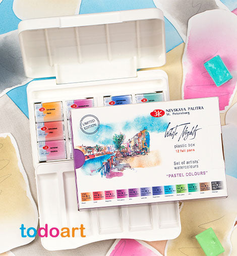 Box Watercolor pastel colors white nights 12 tablets